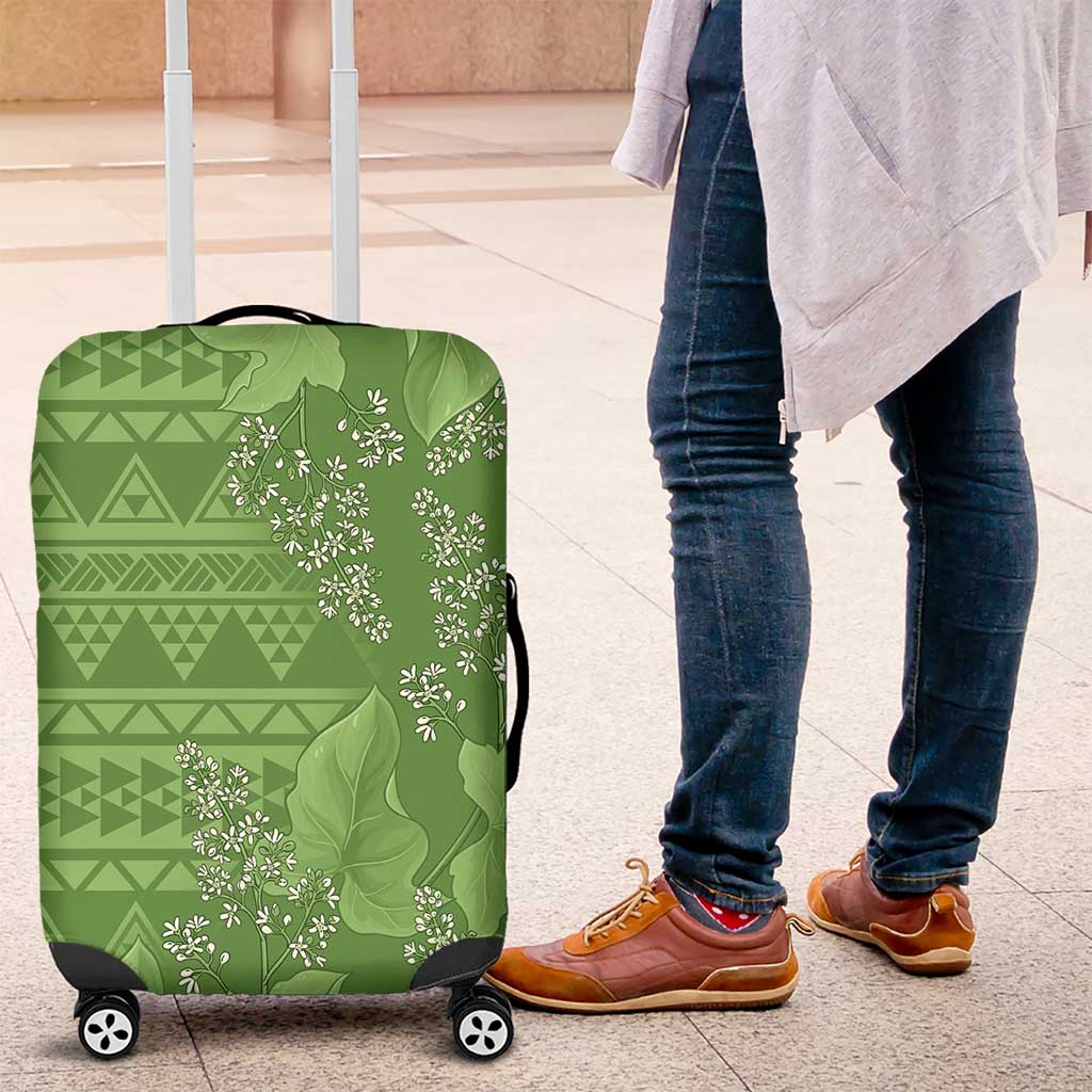 Hawaii Molokai Island Kukui Nut Flowers Luggage Cover Tribal Kakau Pattern