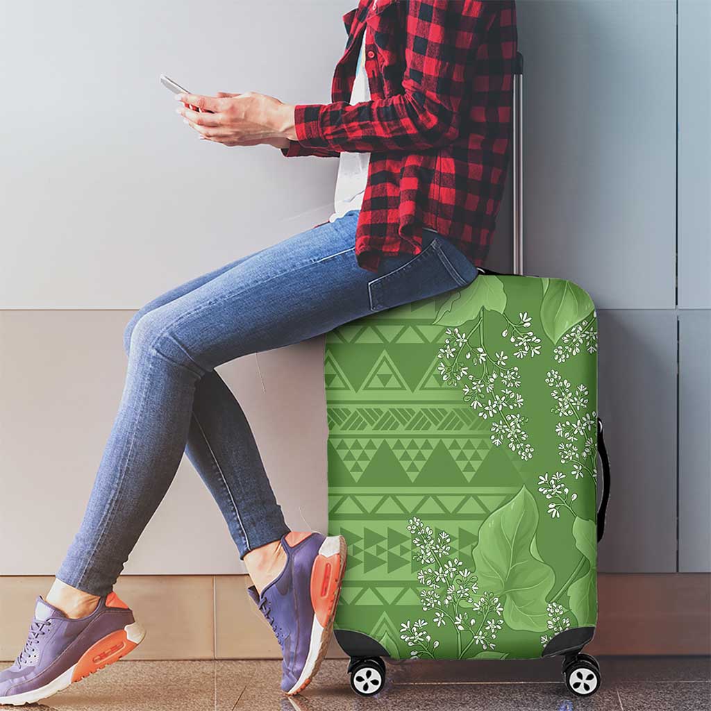 Hawaii Molokai Island Kukui Nut Flowers Luggage Cover Tribal Kakau Pattern