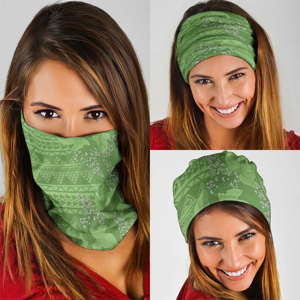Hawaii Molokai Island Kukui Nut Flowers Neck Gaiter Tribal Kakau Pattern - Polynesian Pride