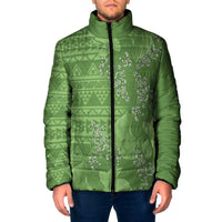 Hawaii Molokai Island Kukui Nut Flowers Padded Jacket Tribal Kakau Pattern - Polynesian Pride