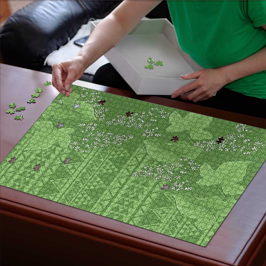 Hawaii Molokai Island Kukui Nut Flowers Puzzle Tribal Kakau Pattern - Polynesian Pride