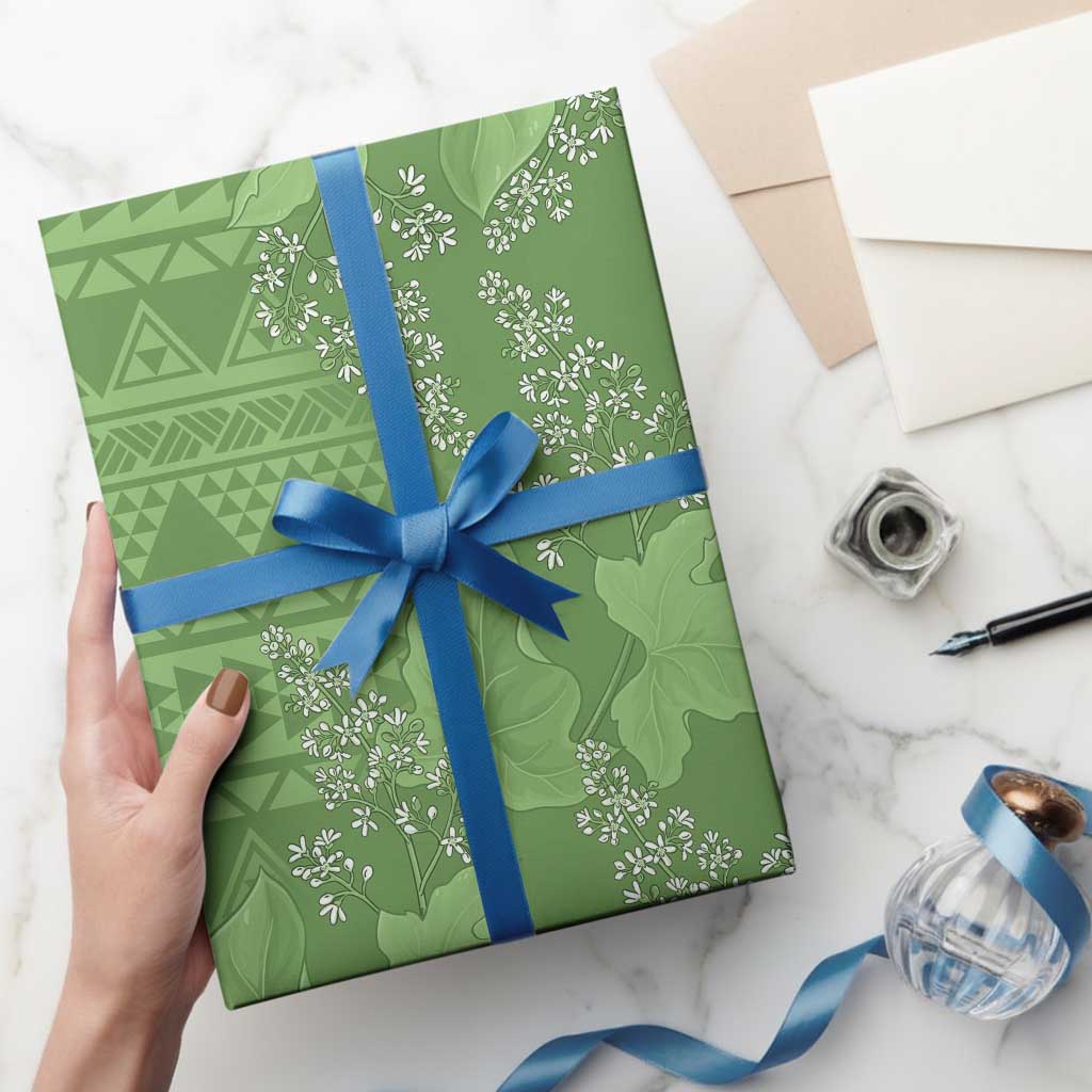 Hawaii Molokai Island Kukui Nut Flowers Wrapping Paper Tribal Kakau Pattern - Polynesian Pride