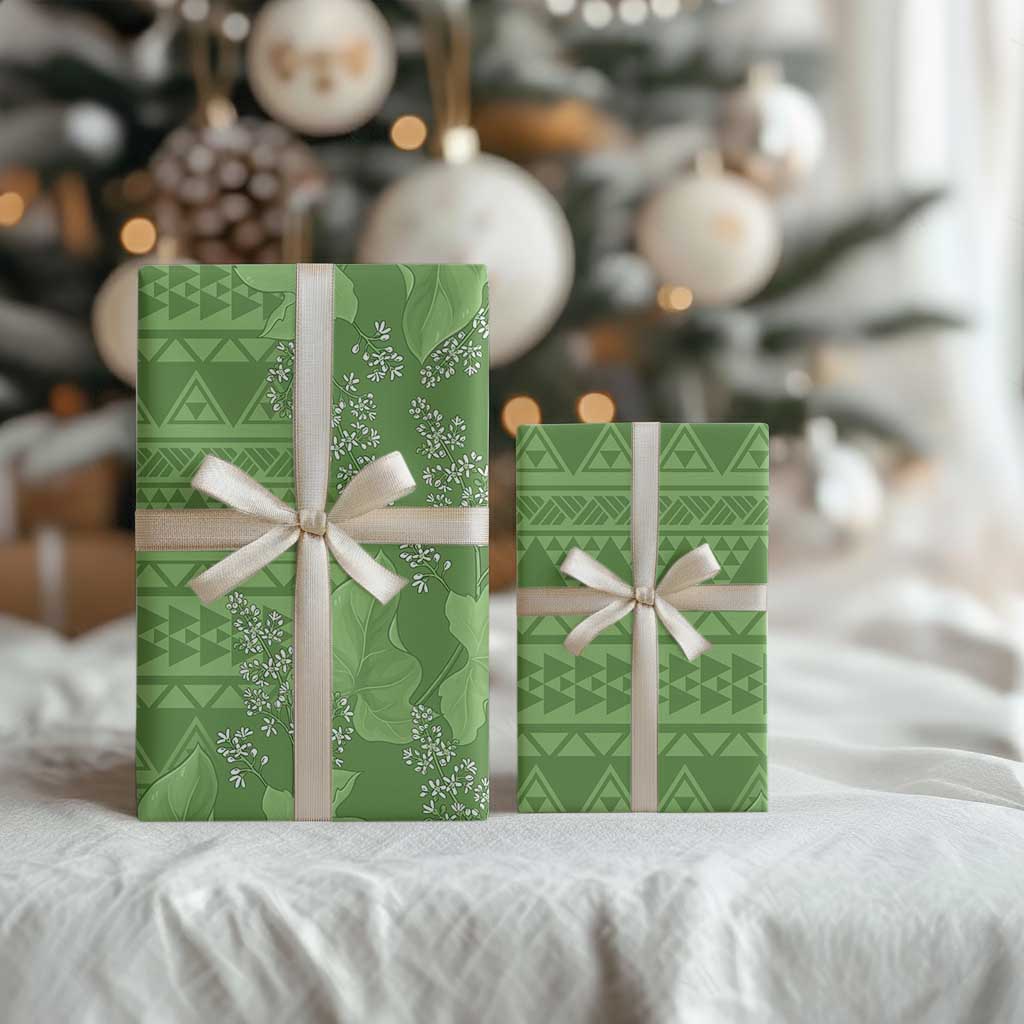 Hawaii Molokai Island Kukui Nut Flowers Wrapping Paper Tribal Kakau Pattern - Polynesian Pride