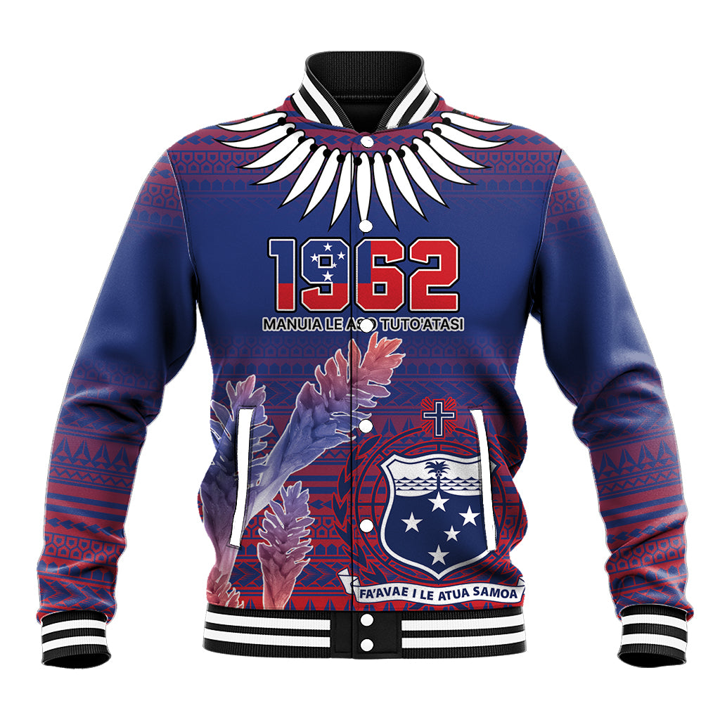 Custom Samoa 1962 Independence Day Custom Baseball Jacket Manuia le Aso Tuto'atasi Ula Nifo Blue Art