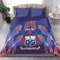 Custom Samoa 1962 Independence Day Custom Bedding Set Manuia le Aso Tuto'atasi Ula Nifo Blue Art