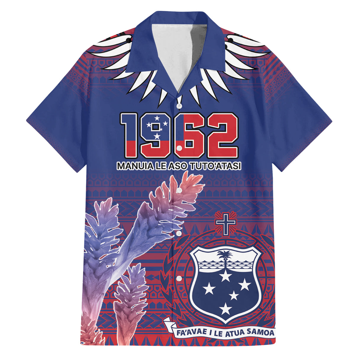 Custom Samoa 1962 Independence Day Custom Family Matching Mermaid Dress and Hawaiian Shirt Manuia le Aso Tuto'atasi Ula Nifo Blue Art