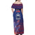 Custom Samoa 1962 Independence Day Custom Family Matching Off Shoulder Maxi Dress and Hawaiian Shirt Manuia le Aso Tuto'atasi Ula Nifo Blue Art