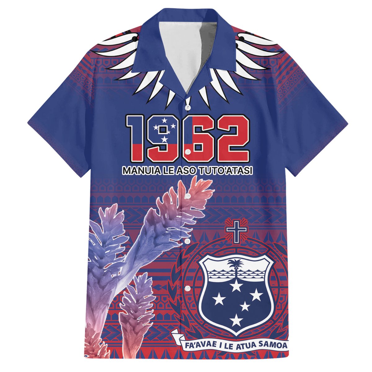 Custom Samoa 1962 Independence Day Custom Hawaiian Shirt Manuia le Aso Tuto'atasi Ula Nifo Blue Art LT9 Blue - Polynesian Pride