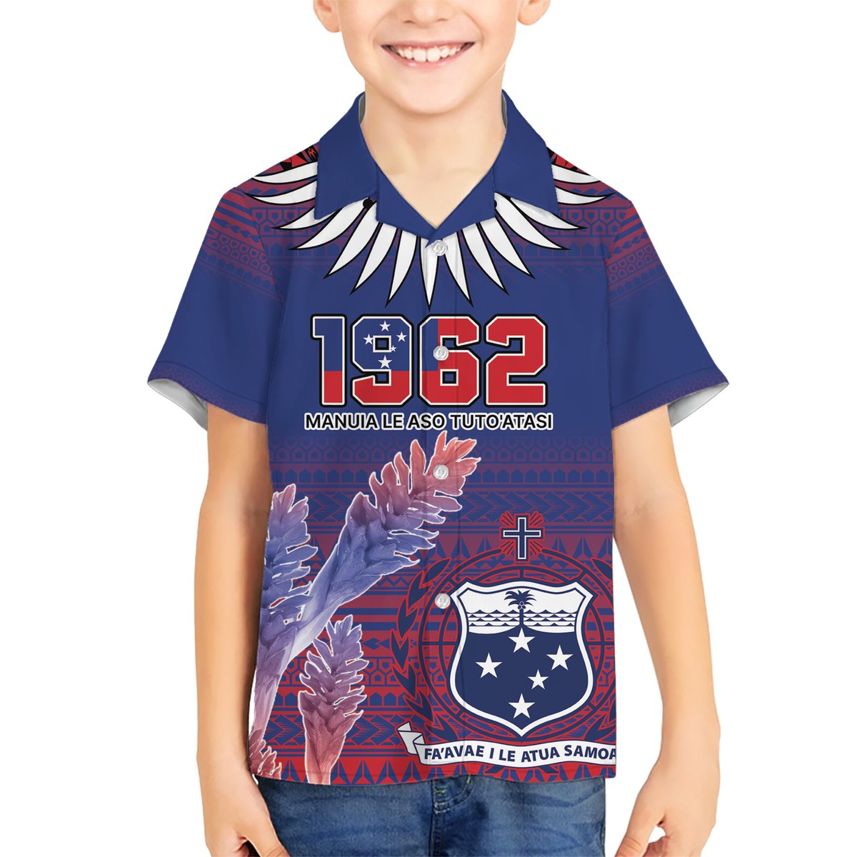 Custom Samoa 1962 Independence Day Custom Hawaiian Shirt Manuia le Aso Tuto'atasi Ula Nifo Blue Art LT9 - Polynesian Pride