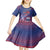 Custom Samoa 1962 Independence Day Custom Kid Short Sleeve Dress Manuia le Aso Tuto'atasi Ula Nifo Blue Art