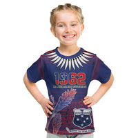 Custom Samoa 1962 Independence Day Custom Kid T Shirt Manuia le Aso Tuto'atasi Ula Nifo Blue Art
