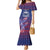 Custom Samoa 1962 Independence Day Custom Mermaid Dress Manuia le Aso Tuto'atasi Ula Nifo Blue Art