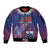 Custom Samoa 1962 Independence Day Custom Sleeve Zip Bomber Jacket Manuia le Aso Tuto'atasi Ula Nifo Blue Art