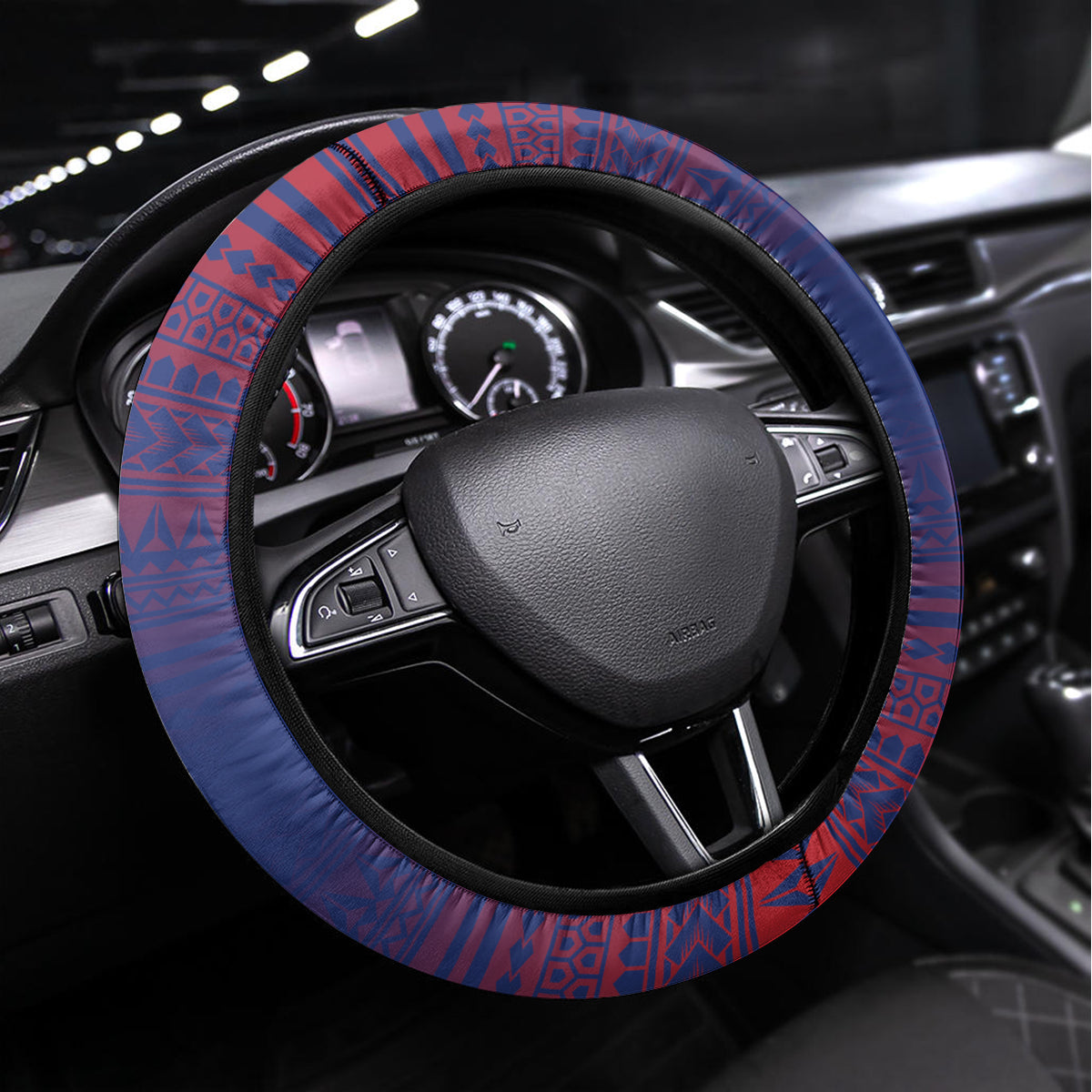 Samoa 1962 Independence Day Custom Steering Wheel Cover Manuia le Aso Tuto'atasi Ula Nifo Blue Art