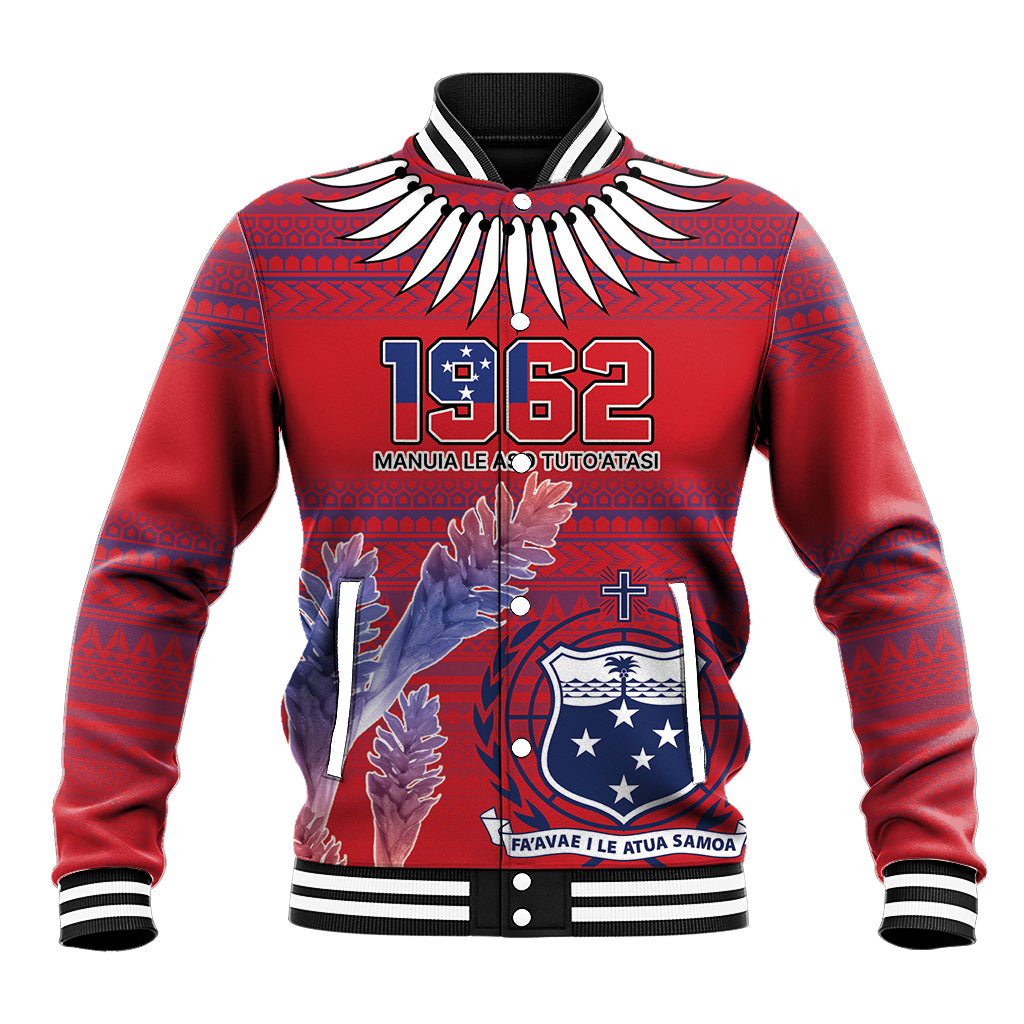 Custom Samoa 1962 Independence Day Custom Baseball Jacket Manuia le Aso Tuto'atasi Ula Nifo Red Art