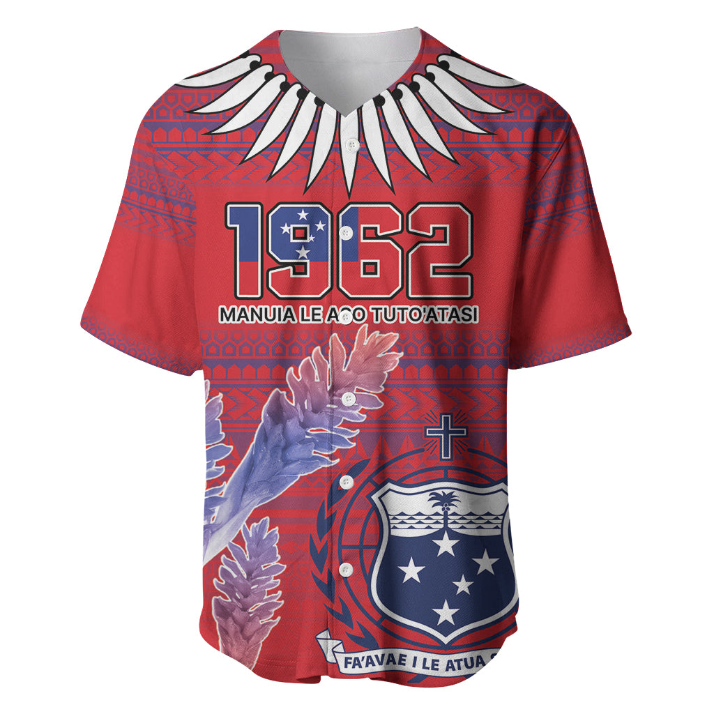 Custom Samoa 1962 Independence Day Custom Baseball Jersey Manuia le Aso Tuto'atasi Ula Nifo Red Art