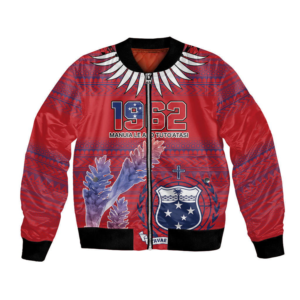 Custom Samoa 1962 Independence Day Custom Bomber Jacket Manuia le Aso Tuto'atasi Ula Nifo Red Art