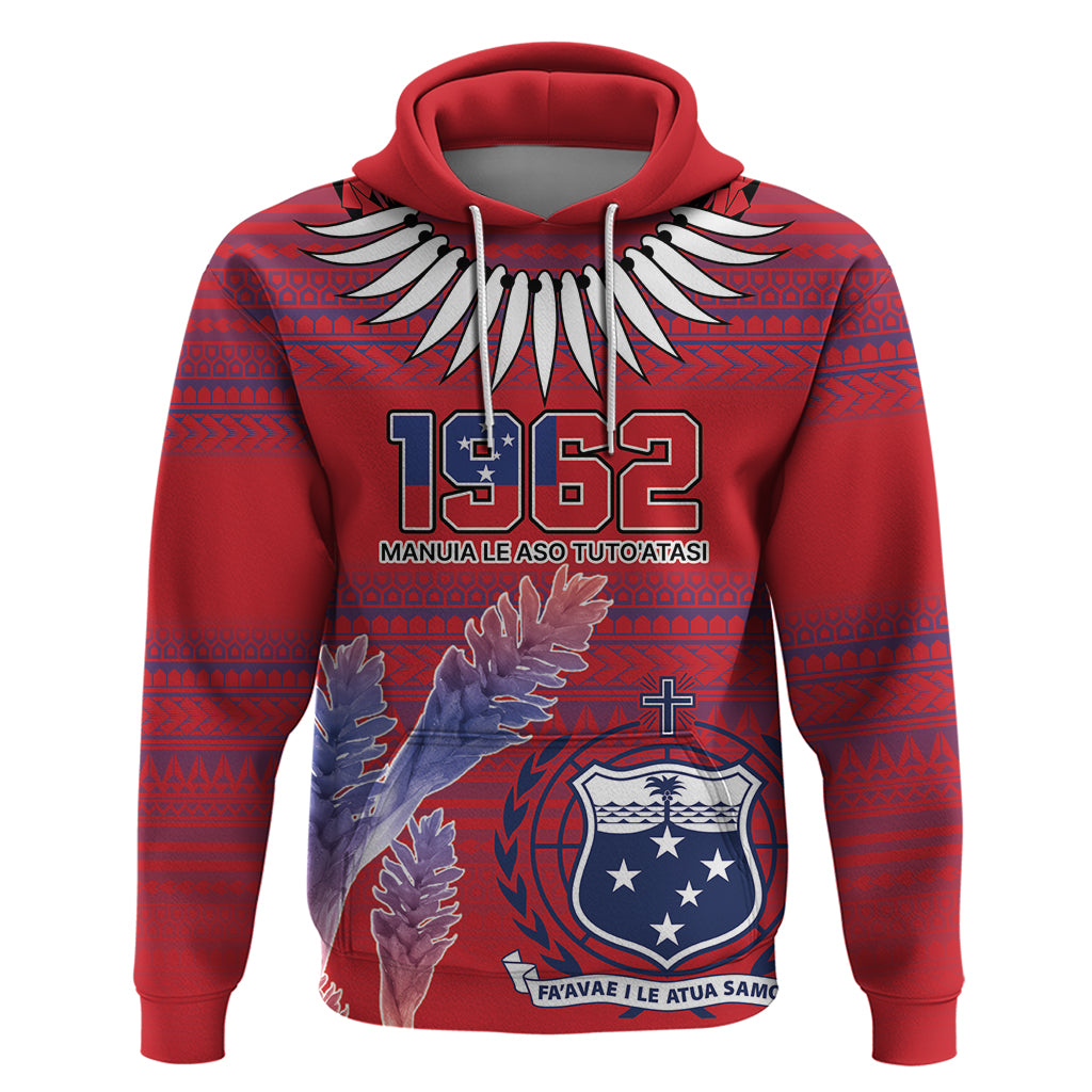 Custom Samoa 1962 Independence Day Custom Hoodie Manuia le Aso Tuto'atasi Ula Nifo Red Art