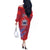 Custom Samoa 1962 Independence Day Custom Off The Shoulder Long Sleeve Dress Manuia le Aso Tuto'atasi Ula Nifo Red Art