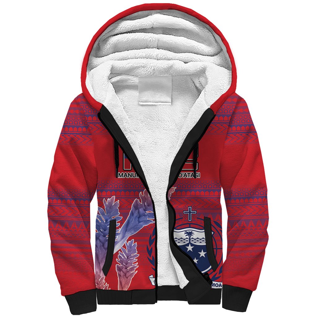 Custom Samoa 1962 Independence Day Custom Sherpa Hoodie Manuia le Aso Tuto'atasi Ula Nifo Red Art LT9 Unisex Red - Polynesian Pride