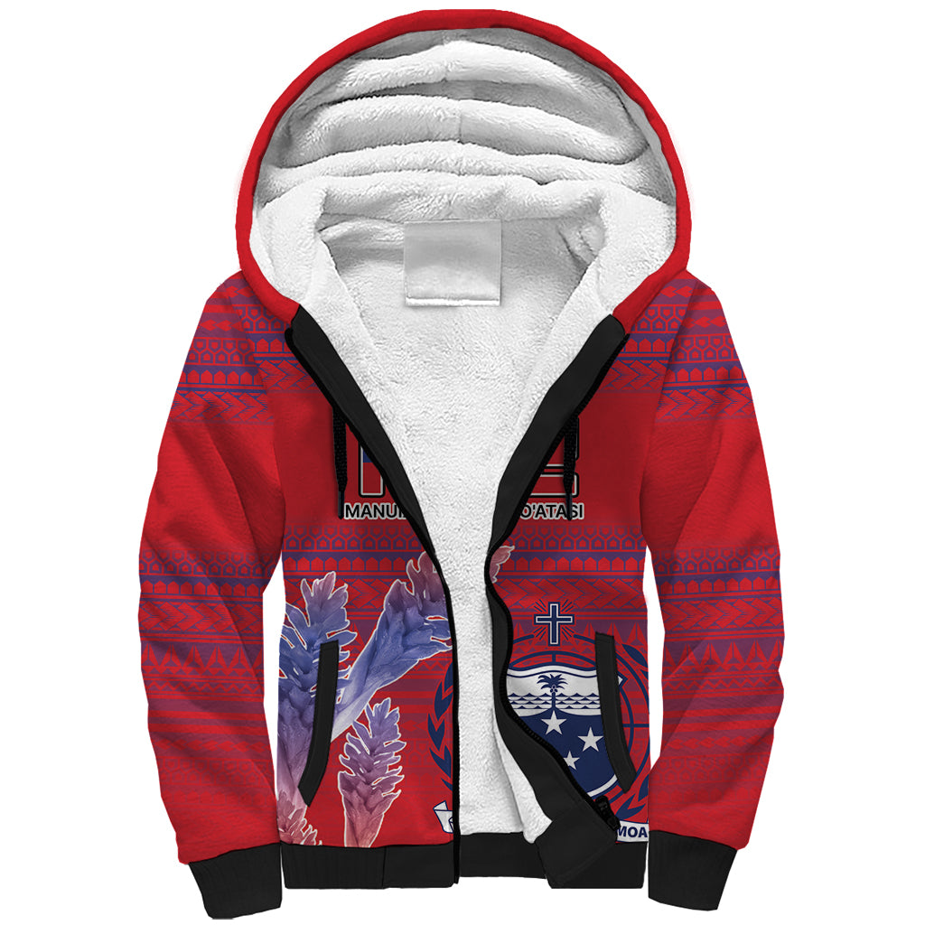 Custom Samoa 1962 Independence Day Custom Sherpa Hoodie Manuia le Aso Tuto'atasi Ula Nifo Red Art