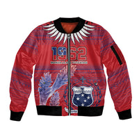 Custom Samoa 1962 Independence Day Custom Sleeve Zip Bomber Jacket Manuia le Aso Tuto'atasi Ula Nifo Red Art LT9 Unisex Red - Polynesian Pride