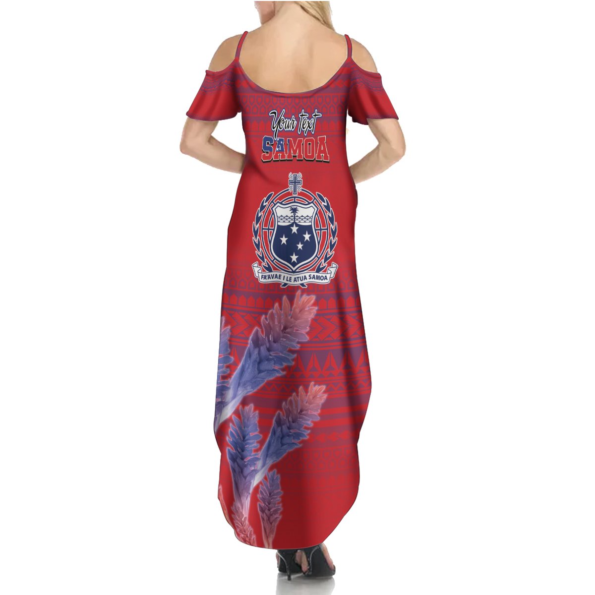 Custom Samoa 1962 Independence Day Custom Summer Maxi Dress Manuia le Aso Tuto'atasi Ula Nifo Red Art LT9 - Polynesian Pride