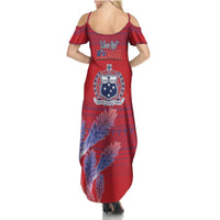 Custom Samoa 1962 Independence Day Custom Summer Maxi Dress Manuia le Aso Tuto'atasi Ula Nifo Red Art LT9 - Polynesian Pride