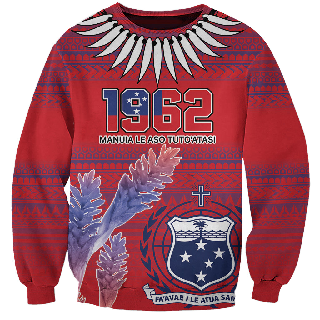 Custom Samoa 1962 Independence Day Custom Sweatshirt Manuia le Aso Tuto'atasi Ula Nifo Red Art LT9 Unisex Red - Polynesian Pride