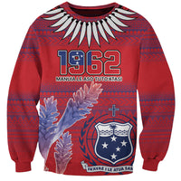 Custom Samoa 1962 Independence Day Custom Sweatshirt Manuia le Aso Tuto'atasi Ula Nifo Red Art LT9 Unisex Red - Polynesian Pride