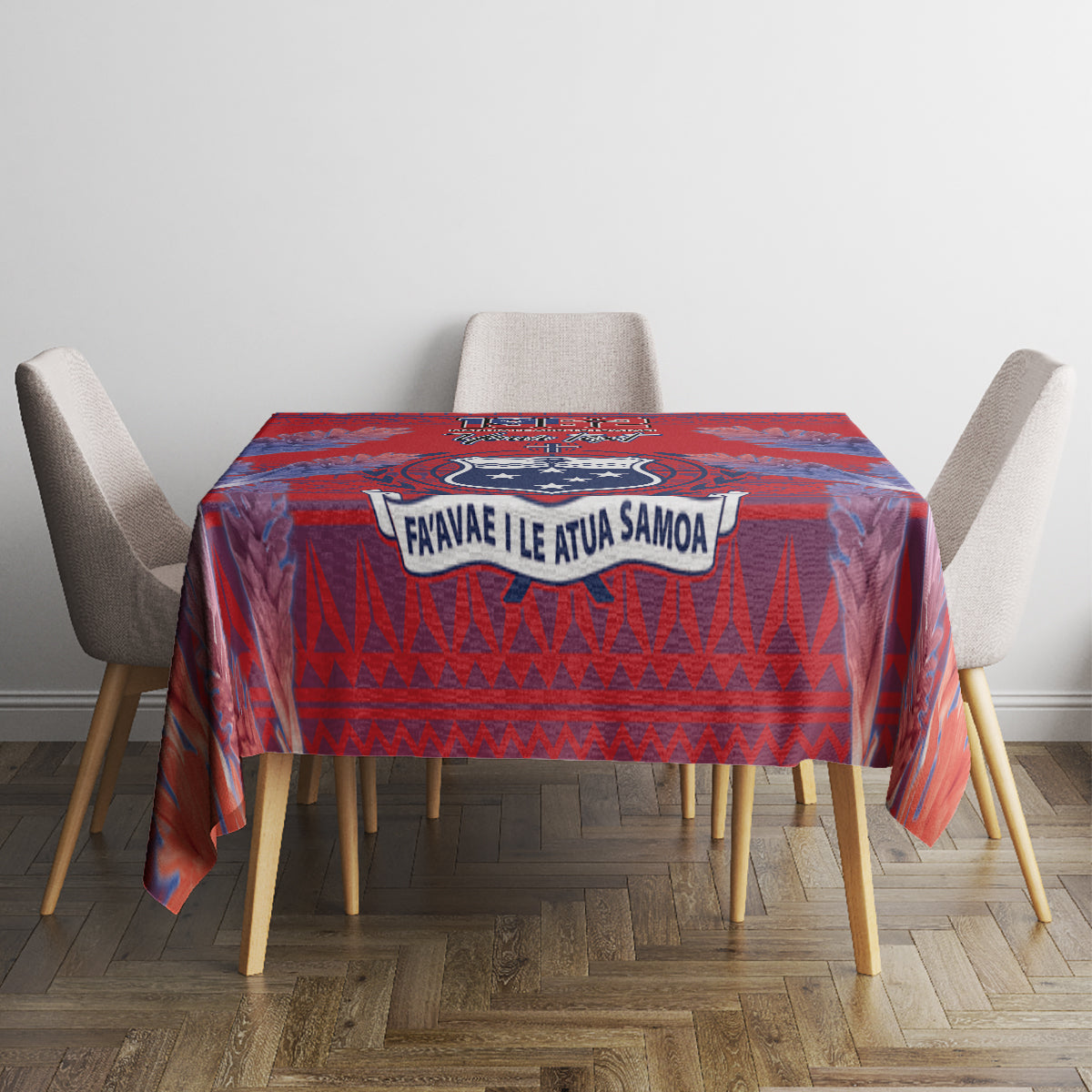 Custom Samoa 1962 Independence Day Custom Tablecloth Manuia le Aso Tuto'atasi Ula Nifo Red Art