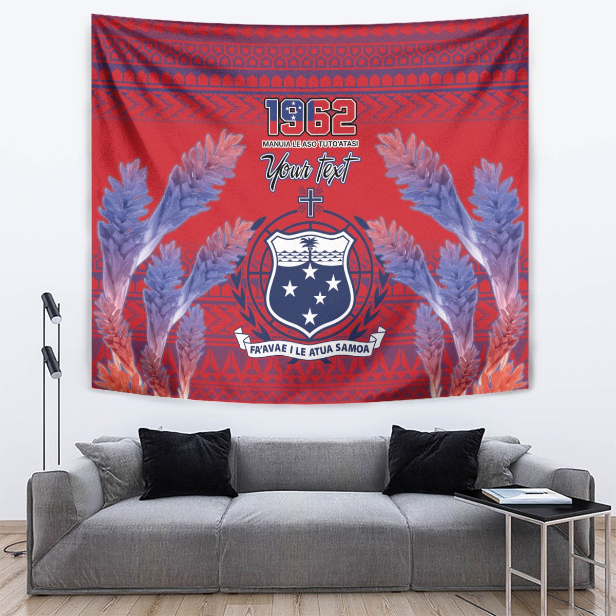 Custom Samoa 1962 Independence Day Custom Tapestry Manuia le Aso Tuto'atasi Ula Nifo Red Art