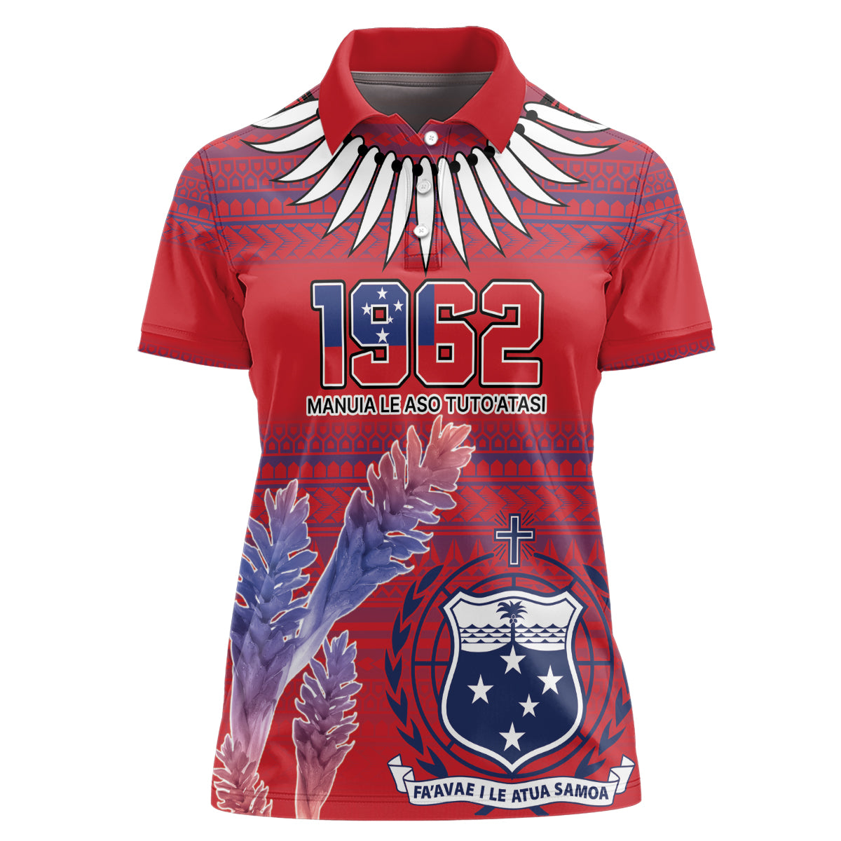 Custom Samoa 1962 Independence Day Custom Women Polo Shirt Manuia le Aso Tuto'atasi Ula Nifo Red Art