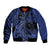 Custom Samoa 62nd Manuia le Aso Tuto'atasi Bomber Jacket Samoan Tatau Blue Art