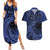 Custom Samoa 62nd Manuia le Aso Tuto'atasi Couples Matching Summer Maxi Dress and Hawaiian Shirt Samoan Tatau Blue Art