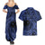 Custom Samoa 62nd Manuia le Aso Tuto'atasi Couples Matching Summer Maxi Dress and Hawaiian Shirt Samoan Tatau Blue Art