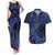 Custom Samoa 62nd Manuia le Aso Tuto'atasi Couples Matching Tank Maxi Dress and Hawaiian Shirt Samoan Tatau Blue Art