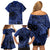 Custom Samoa 62nd Manuia le Aso Tuto'atasi Family Matching Off Shoulder Short Dress and Hawaiian Shirt Samoan Tatau Blue Art