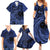 Custom Samoa 62nd Manuia le Aso Tuto'atasi Family Matching Summer Maxi Dress and Hawaiian Shirt Samoan Tatau Blue Art