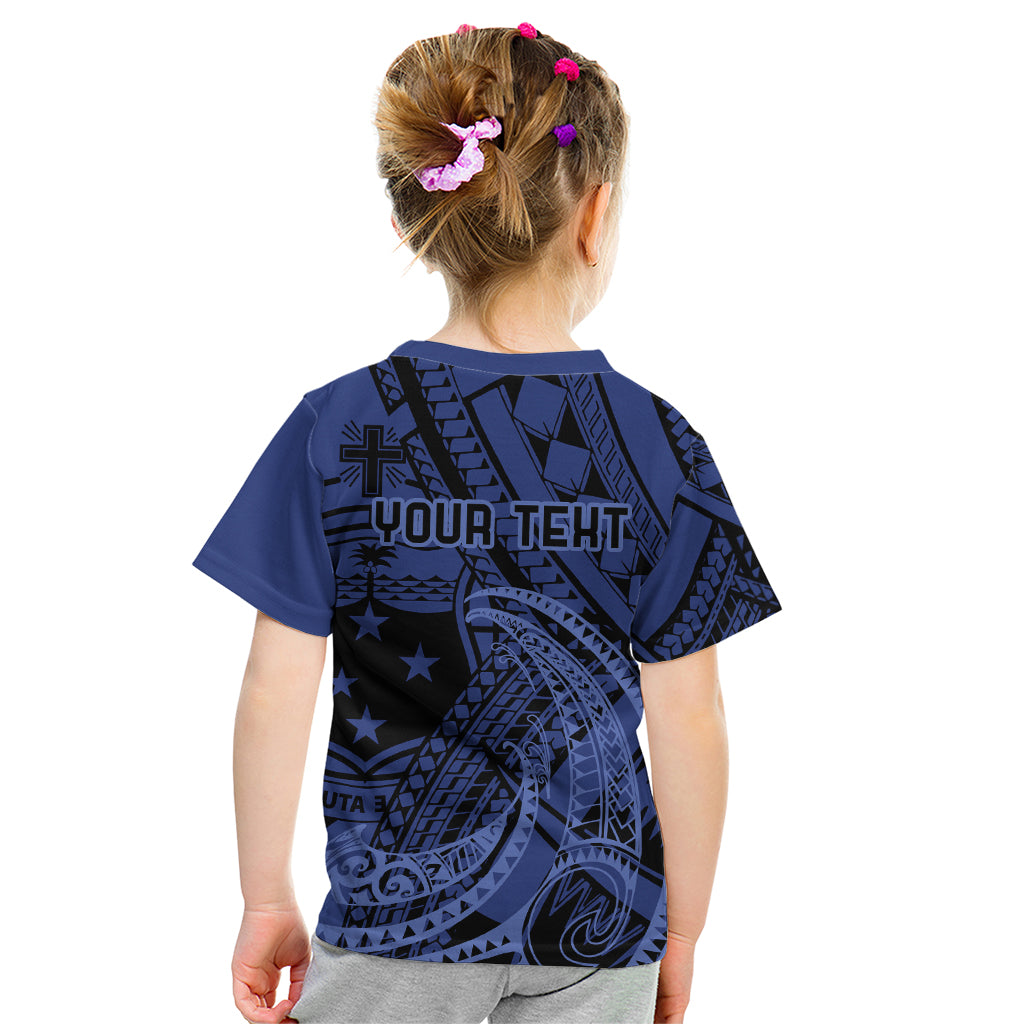 Custom Samoa 62nd Manuia le Aso Tuto'atasi Kid T Shirt Samoan Tatau Blue Art