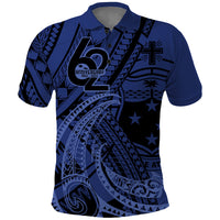 Custom Samoa 62nd Manuia le Aso Tuto'atasi Polo Shirt Samoan Tatau Blue Art