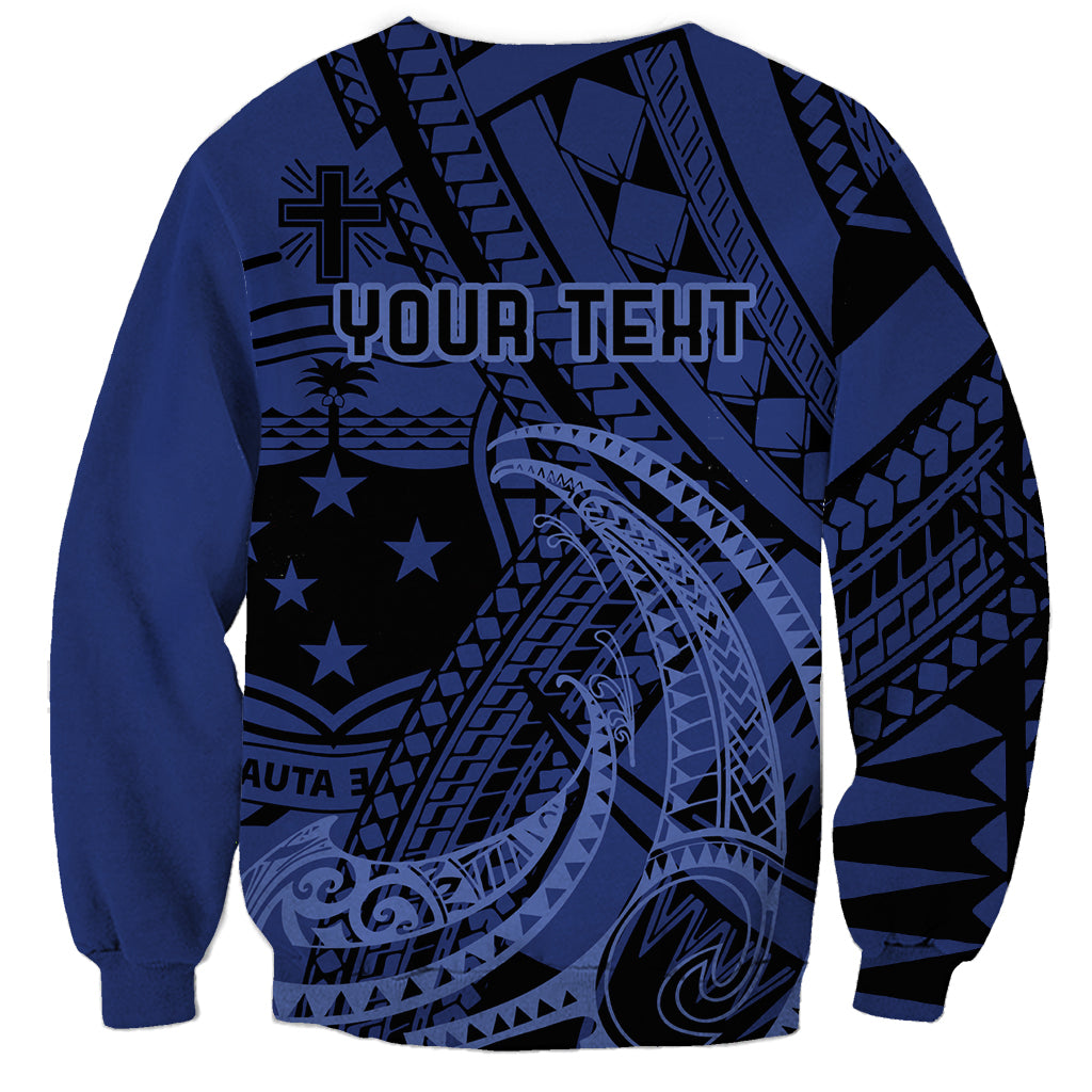 Custom Samoa 62nd Manuia le Aso Tuto'atasi Sweatshirt Samoan Tatau Blue Art