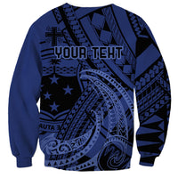 Custom Samoa 62nd Manuia le Aso Tuto'atasi Sweatshirt Samoan Tatau Blue Art