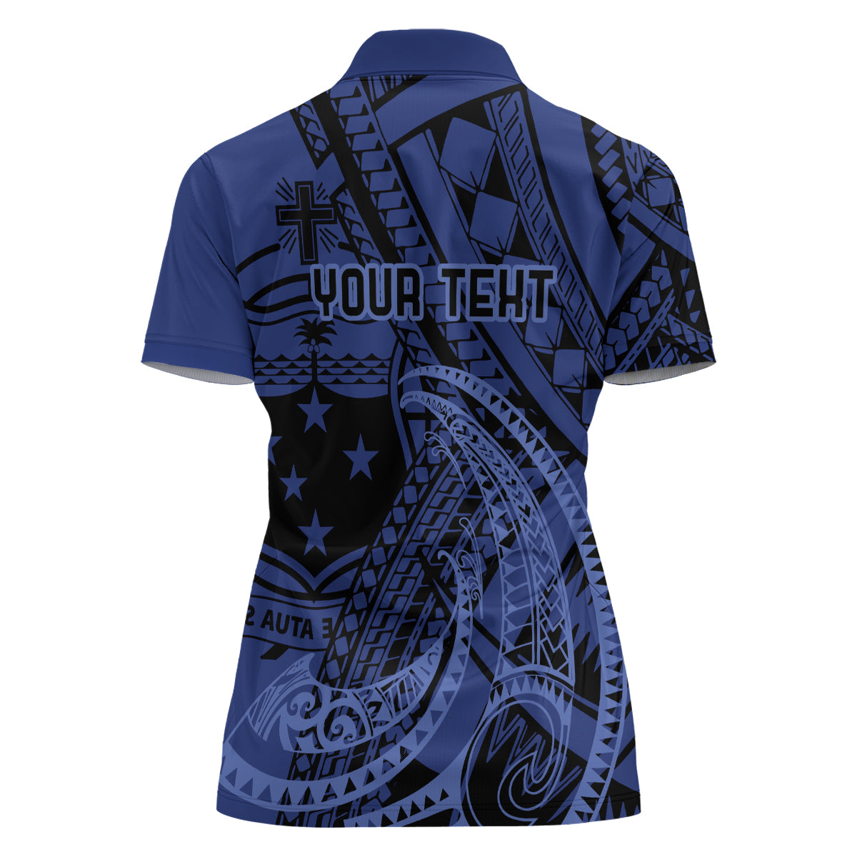 Custom Samoa 62nd Manuia le Aso Tuto'atasi Women Polo Shirt Samoan Tatau Blue Art