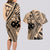 Custom Samoa Manuia le 62 Tausaga O le Tuto’atasi Couples Matching Long Sleeve Bodycon Dress and Hawaiian Shirt Samoan Tatau Beige Art