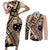 Custom Samoa Manuia le 62 Tausaga O le Tuto’atasi Couples Matching Short Sleeve Bodycon Dress and Long Sleeve Button Shirt Samoan Tatau Beige Art