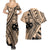 Custom Samoa Manuia le 62 Tausaga O le Tuto’atasi Couples Matching Summer Maxi Dress and Hawaiian Shirt Samoan Tatau Beige Art