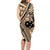 Custom Samoa Manuia le 62 Tausaga O le Tuto’atasi Family Matching Long Sleeve Bodycon Dress and Hawaiian Shirt Samoan Tatau Beige Art