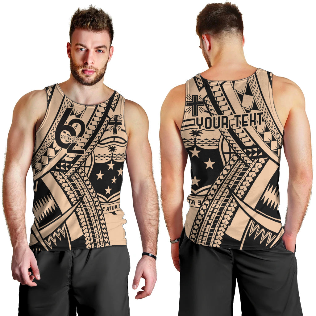 Custom Samoa Manuia le 62 Tausaga O le Tuto’atasi Men Tank Top Samoan Tatau Beige Art