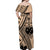 Custom Samoa Manuia le 62 Tausaga O le Tuto’atasi Off Shoulder Maxi Dress Samoan Tatau Beige Art